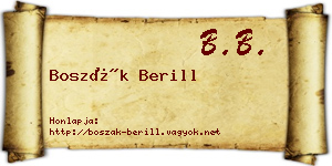 Boszák Berill névjegykártya